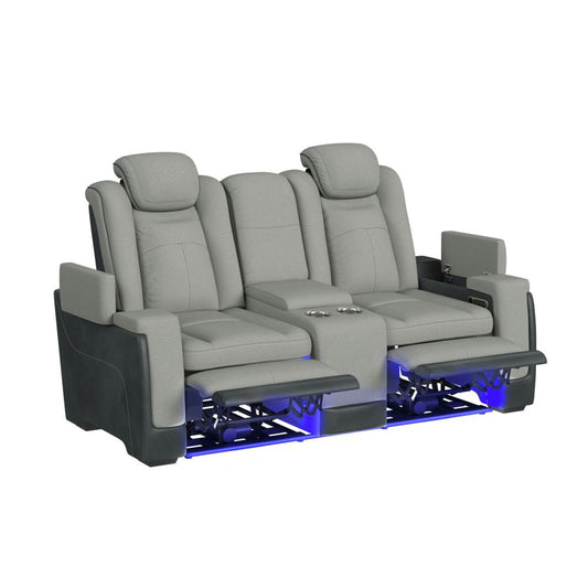 Picket House Furnishings - Niven Power Motion Loveseat with Power Headrest, Led, and Console in Rocky Cement/Charcoal - U-13660-10562-285PP veiw 2