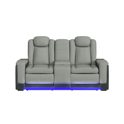 Picket House Furnishings - Niven Power Motion Loveseat with Power Headrest, Led, and Console in Rocky Cement/Charcoal - U-13660-10562-285PP veiw 3
