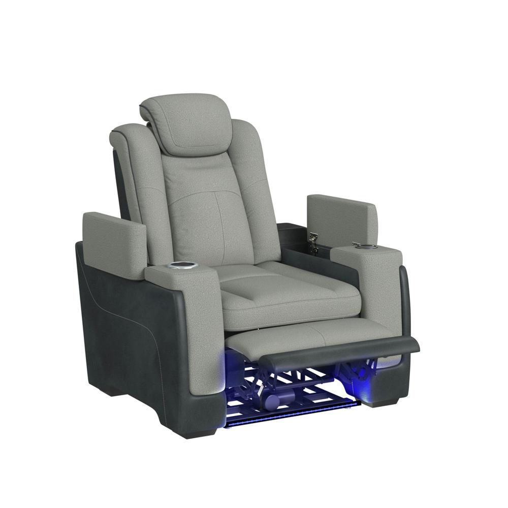 Picket House Furnishings - Niven Power Motion Recliner with Power Headrest, Led, Wireless Charger and Cup Holder in Rocky Cement/Charcoal - U-13660-10562-105PP veiw 2