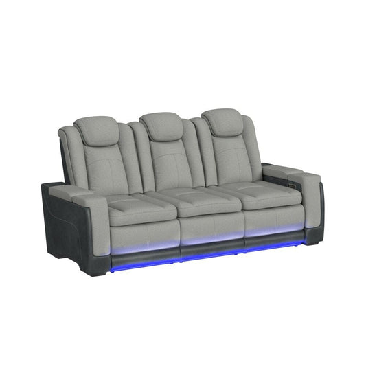 Picket House Furnishings - Niven Power Motion Sofa with Power Headrest, Led, DDT, Reading Light and PWS in Rocky Cement/Charcoal - U-13660-10562-308PP veiw 1