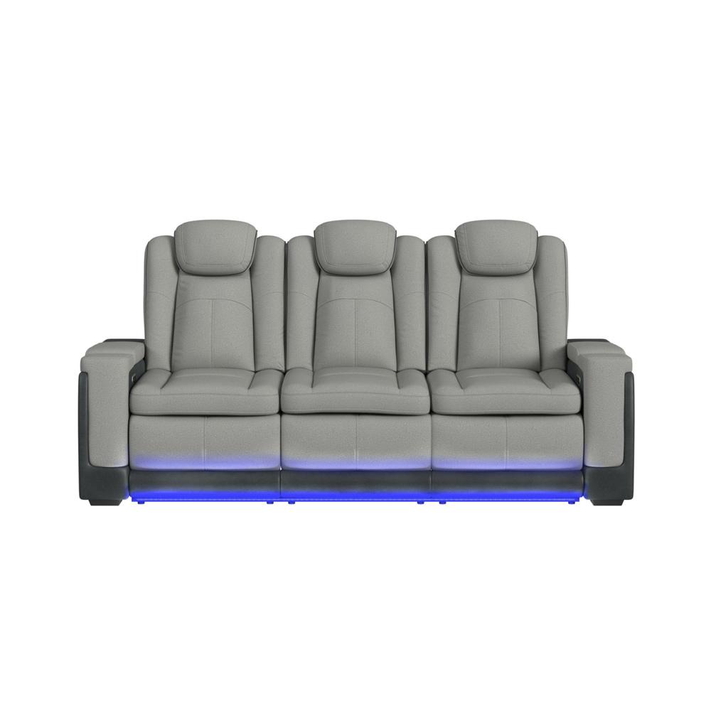 Picket House Furnishings - Niven Power Motion Sofa with Power Headrest, Led, DDT, Reading Light and PWS in Rocky Cement/Charcoal - U-13660-10562-308PP veiw 3