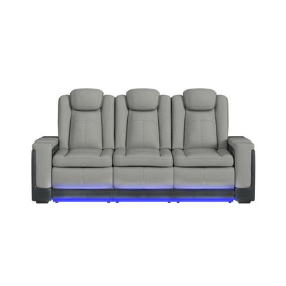 Picket House Furnishings - Niven Power Motion Sofa with Power Headrest, Led, DDT, Reading Light and PWS in Rocky Cement/Charcoal - U-13660-10562-308PP veiw 3