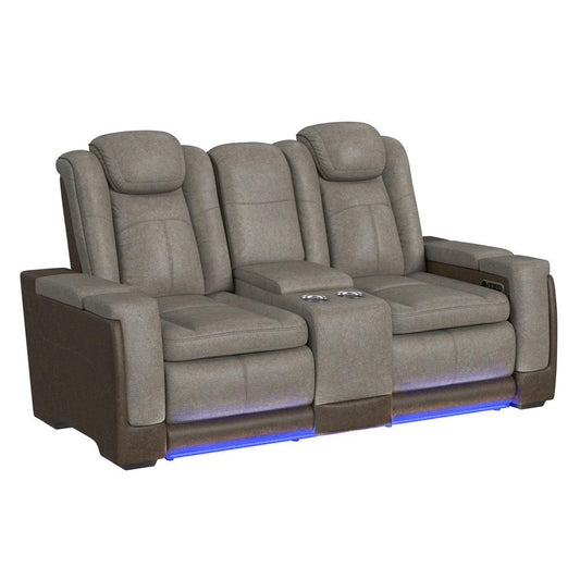 Picket House Furnishings -  Niven Power Motion Loveseat with Power Headrest, Led, and Console in Rocky Grey/Brown - U-13660-10560-285PP veiw 2