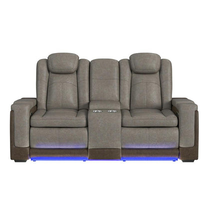 Picket House Furnishings -  Niven Power Motion Loveseat with Power Headrest, Led, and Console in Rocky Grey/Brown - U-13660-10560-285PP veiw 4