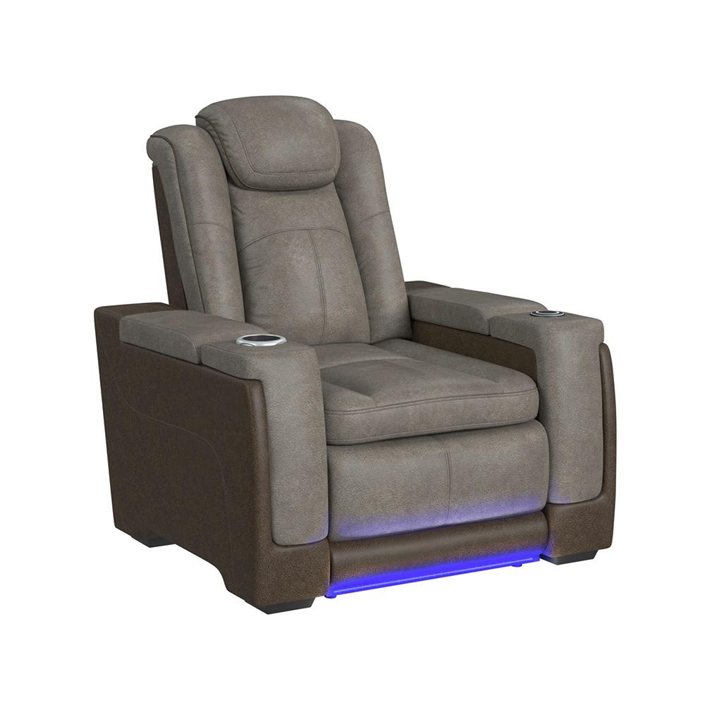 Picket House Furnishings -  Niven Power Motion Recliner with Power Headrest, Led ,wireless charger and cup holder? in Rocky Grey/Brown - U-13660-10560-105PP veiw 2