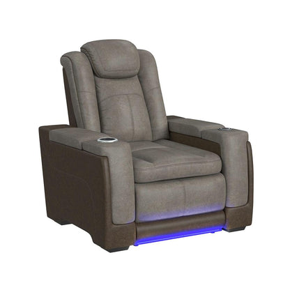 Picket House Furnishings -  Niven Power Motion Recliner with Power Headrest, Led ,wireless charger and cup holder? in Rocky Grey/Brown - U-13660-10560-105PP veiw 2