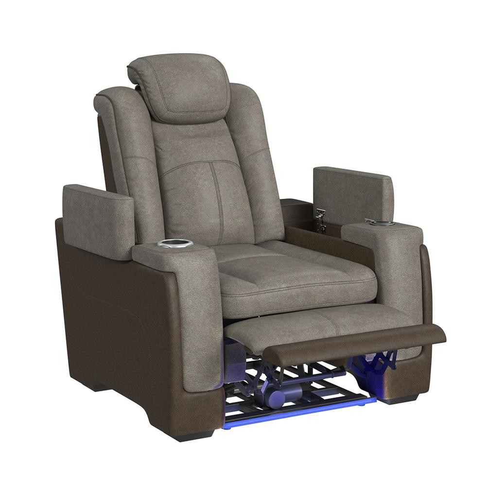 Picket House Furnishings -  Niven Power Motion Recliner with Power Headrest, Led ,wireless charger and cup holder? in Rocky Grey/Brown - U-13660-10560-105PP veiw 3