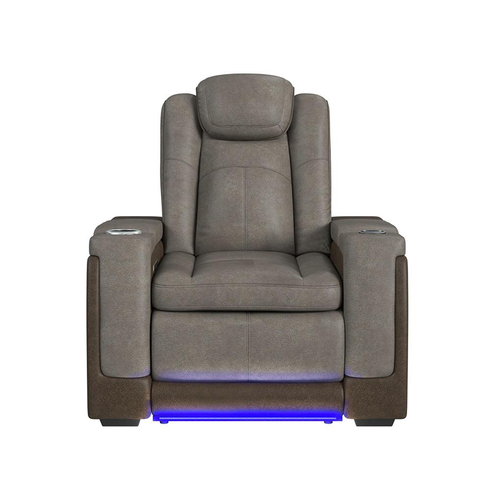 Picket House Furnishings -  Niven Power Motion Recliner with Power Headrest, Led ,wireless charger and cup holder? in Rocky Grey/Brown - U-13660-10560-105PP veiw 4
