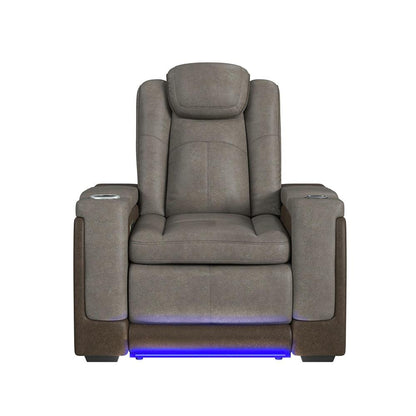 Picket House Furnishings -  Niven Power Motion Recliner with Power Headrest, Led ,wireless charger and cup holder? in Rocky Grey/Brown - U-13660-10560-105PP veiw 4