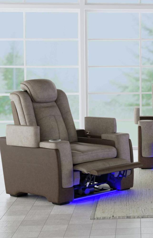 Picket House Furnishings -  Niven Power Motion Recliner with Power Headrest, Led ,wireless charger and cup holder? in Rocky Grey/Brown - U-13660-10560-105PP veiw 5