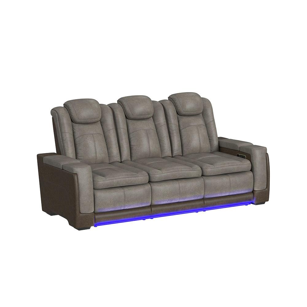 Picket House Furnishings -  Niven Power Motion Sofa with Power Headrest, Led, DDT, reading light and PWS in Rocky Grey/Brown - U-13660-10560-308PP veiw 2