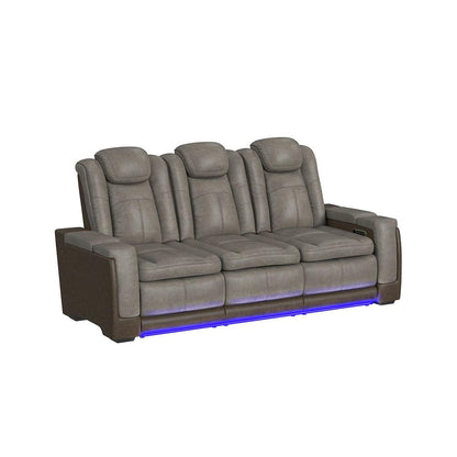 Picket House Furnishings -  Niven Power Motion Sofa with Power Headrest, Led, DDT, reading light and PWS in Rocky Grey/Brown - U-13660-10560-308PP veiw 2