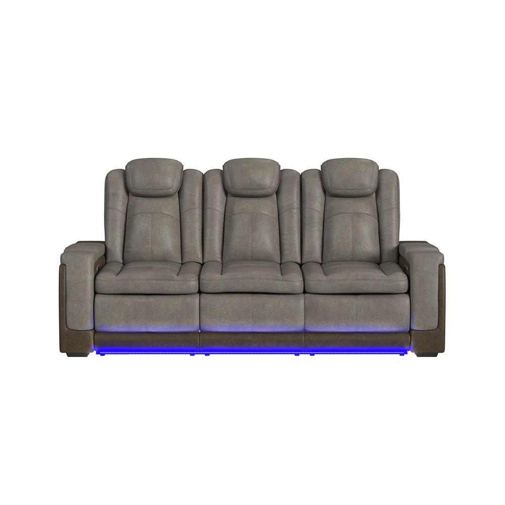 Picket House Furnishings -  Niven Power Motion Sofa with Power Headrest, Led, DDT, reading light and PWS in Rocky Grey/Brown - U-13660-10560-308PP veiw 4