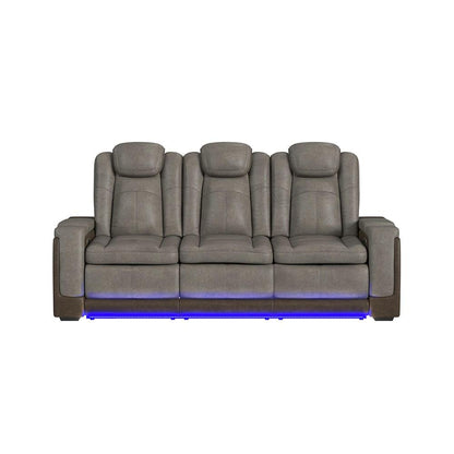 Picket House Furnishings -  Niven Power Motion Sofa with Power Headrest, Led, DDT, reading light and PWS in Rocky Grey/Brown - U-13660-10560-308PP veiw 4