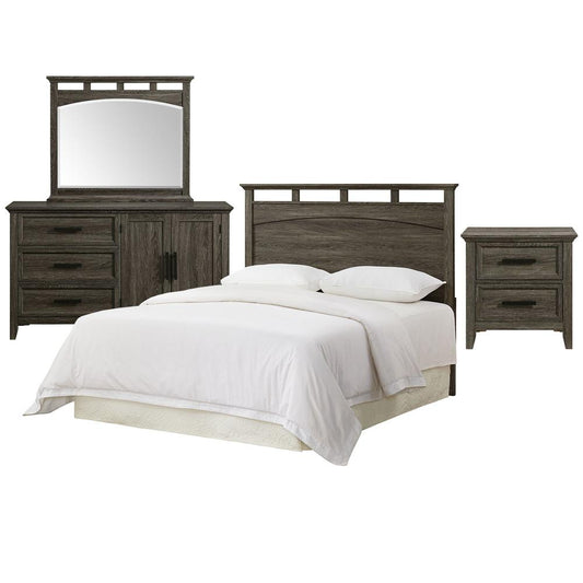 Picket House Furnishings -  Norton Bedroom Set with Queen/Full Headboard, Dresser, Mirror & Nightstand in Mocha Grey - B-6450-3-QFS veiw 1