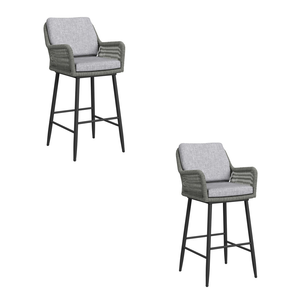 Picket House Furnishings - Orlando Barstool with Grey Fabric in Black (Set of 2) - O-3040-8-BST view 1