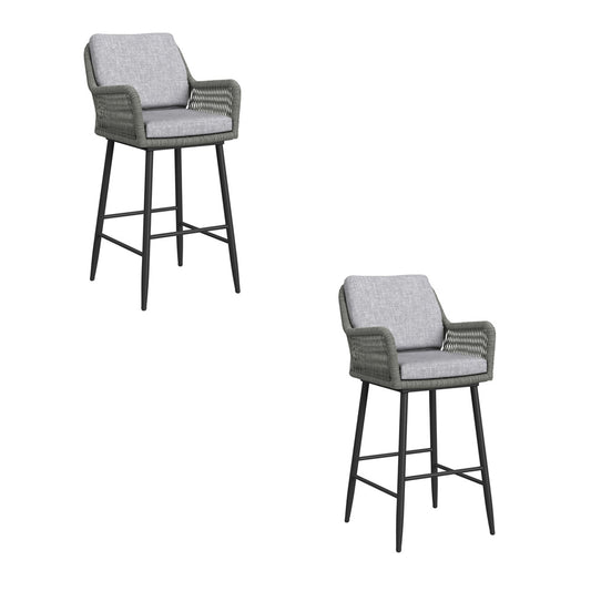 Picket House Furnishings - Orlando Barstool with Grey Fabric in Black (Set of 2) - O-3040-8-BST view 1