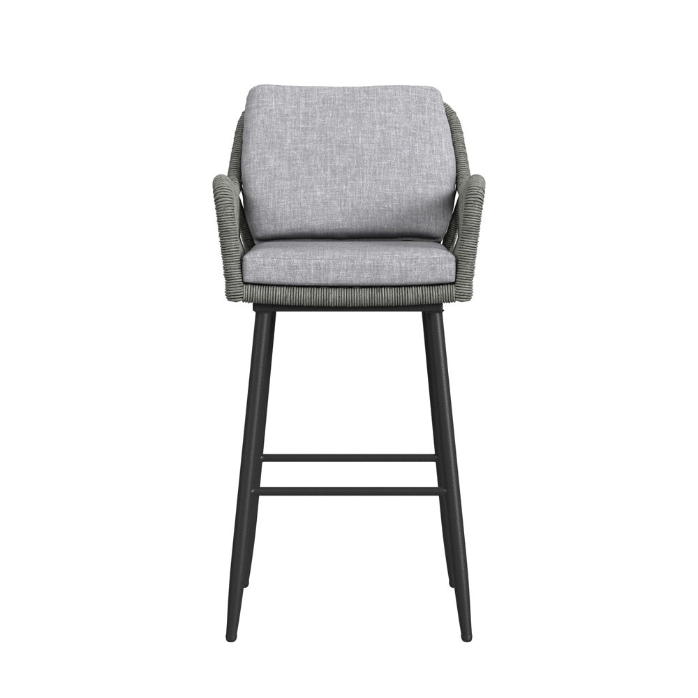 Picket House Furnishings - Orlando Barstool with Grey Fabric in Black (Set of 2) - O-3040-8-BST view 2