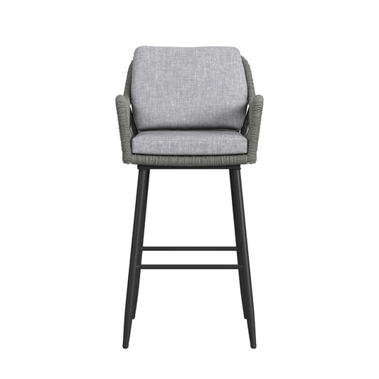 Picket House Furnishings - Orlando Barstool with Grey Fabric in Black (Set of 2) - O-3040-8-BST view 2