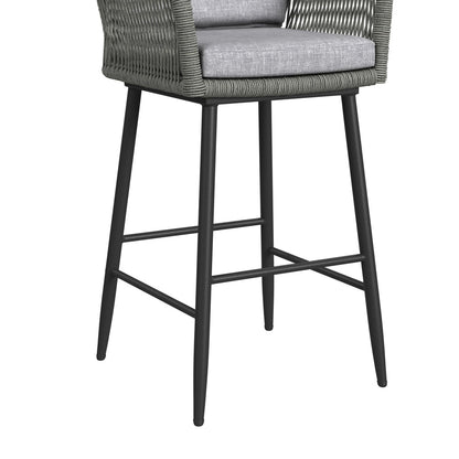 Picket House Furnishings - Orlando Barstool with Grey Fabric in Black (Set of 2) - O-3040-8-BST view 6