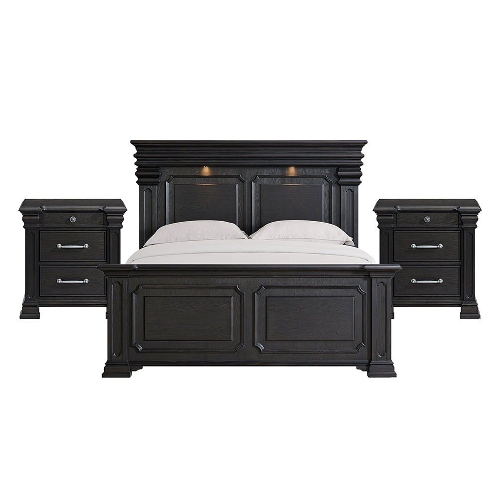 Picket House Furnishings - Paterson King 3PC Bedroom Set in Black - B.10318.KB.NS2 view 1