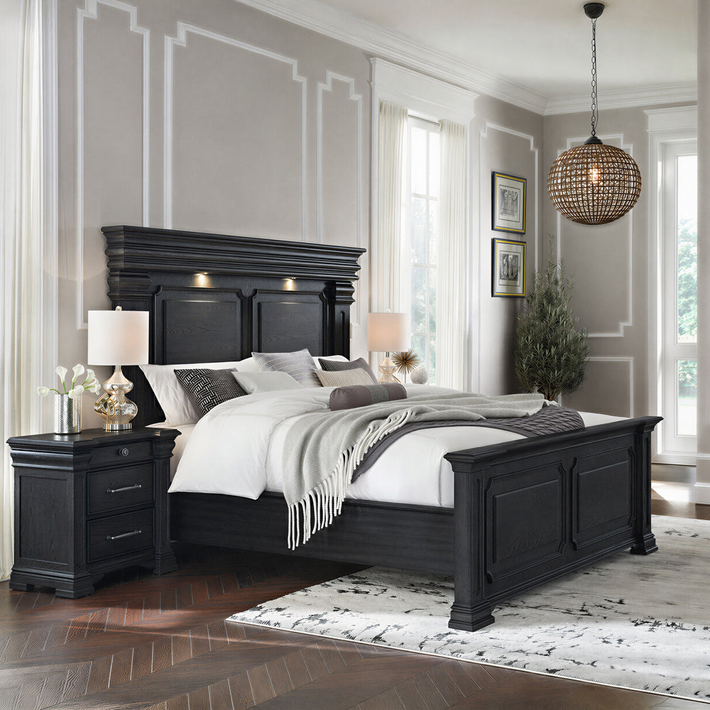 Picket House Furnishings - Paterson King 3PC Bedroom Set in Black - B.10318.KB.NS2 view 2