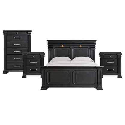 Picket House Furnishings - Paterson King 4PC Bedroom Set in Black - B.10318.KB.NSCH view 1