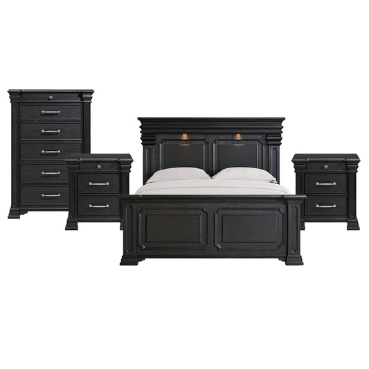 Picket House Furnishings - Paterson King 4PC Bedroom Set in Black - B.10318.KB.NSCH view 1