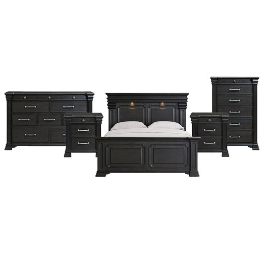 Picket House Furnishings - Paterson King 5PC Bedroom Set in Black - B.10318.KB.NSDRC view 1