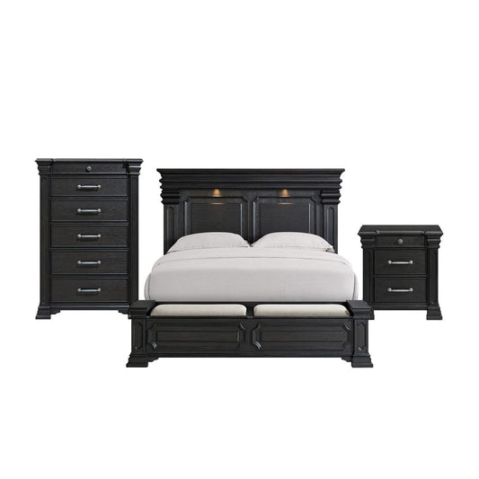 Picket House Furnishings -  Paterson King Storage 3PC Bedroom Set in Black - B.10318.KSB.3PC view 1