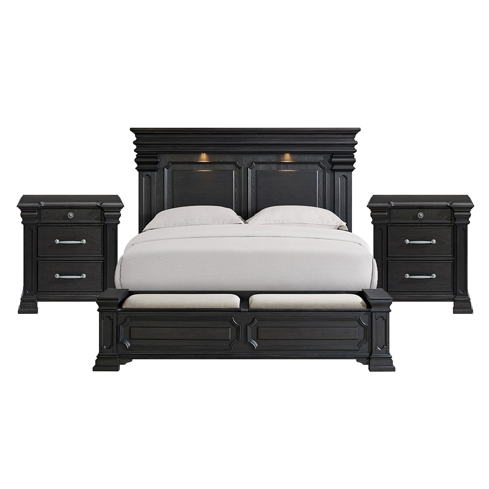 Picket House Furnishings - Paterson King Storage 3PC Bedroom Set in Black - B.10318.KSB.NS2 view 1