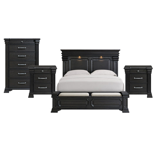 Picket House Furnishings - Paterson King Storage 4PC Bedroom Set in Black - B.10318.KSB.NSCH view 4