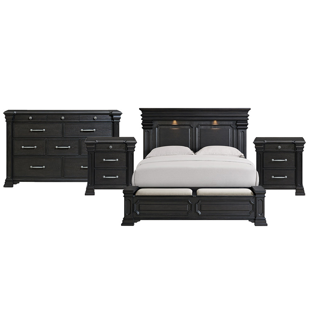 Picket House Furnishings - Paterson King Storage 4PC Bedroom Set in Black - B.10318.KSB.NSDR view 1