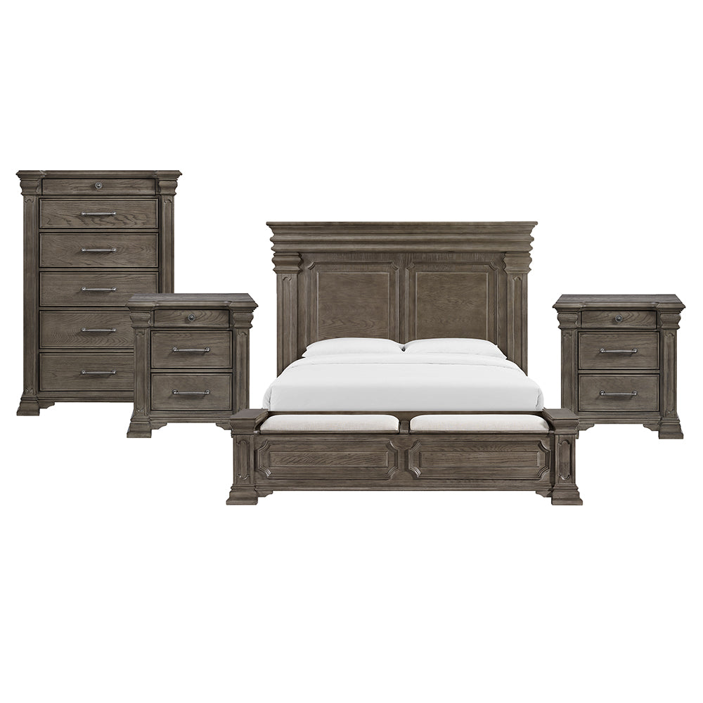 Picket House Furnishings - Paterson King Storage 4PC Bedroom Set in Grey - B.10315.KSB.NSCH view 1