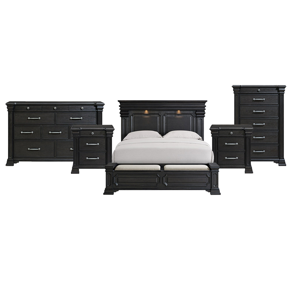 Picket House Furnishings - Paterson King Storage 5PC Bedroom Set in Black - B.10318.KSB.NSDRC view 1