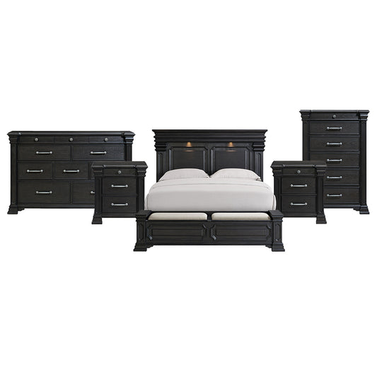 Picket House Furnishings - Paterson King Storage 5PC Bedroom Set in Black - B.10318.KSB.NSDRC view 1