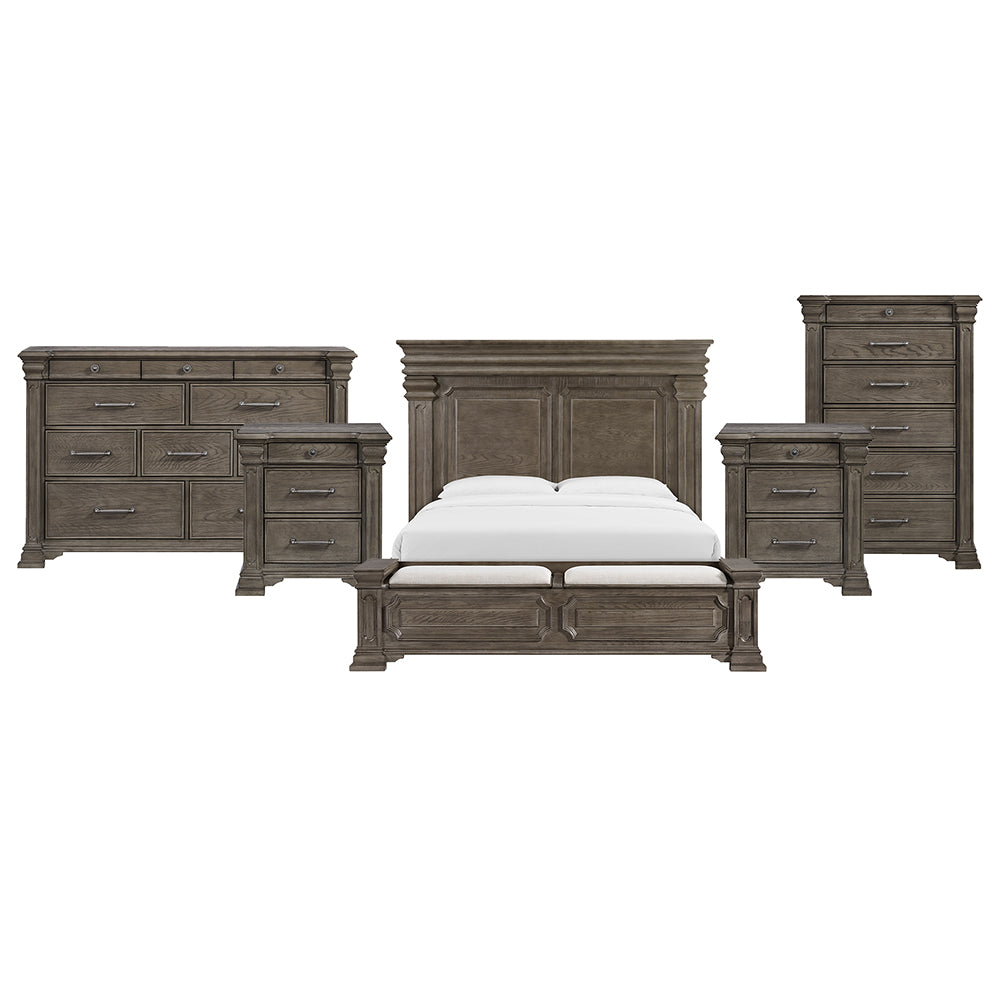 Picket House Furnishings - Paterson King Storage 5PC Bedroom Set in Grey - B.10315.KSB.NSDRC view 1