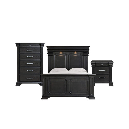 Picket House Furnishings -  Paterson Queen 3PC Bedroom Set in Black - B.10318.QB.3PC view 1