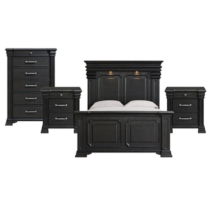 Picket House Furnishings - Paterson Queen 4PC Bedroom Set in Black - B.10318.QB.NSCH view 1