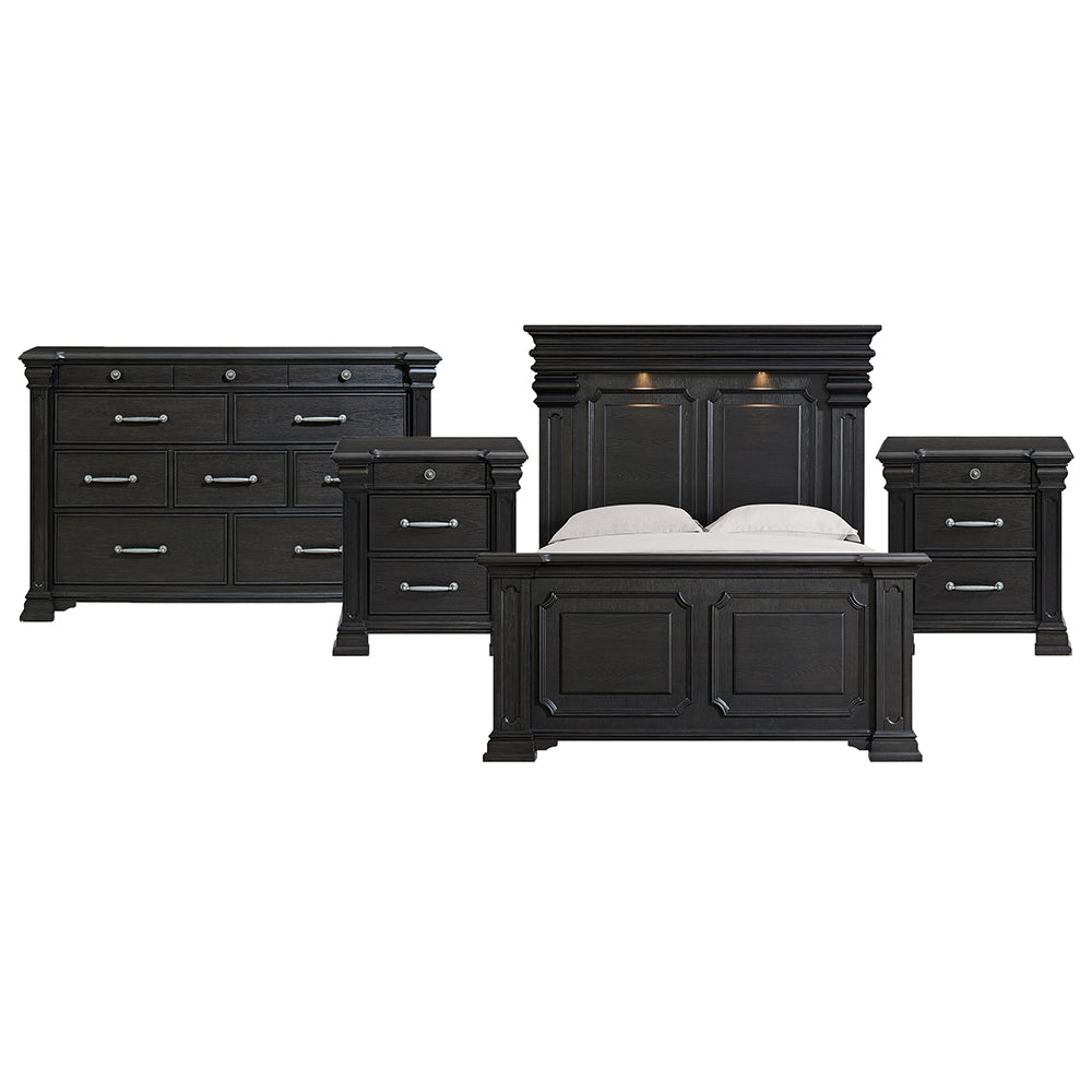 Picket House Furnishings - Paterson Queen 4PC Bedroom Set in Black - B.10318.QB.NSDR view 1