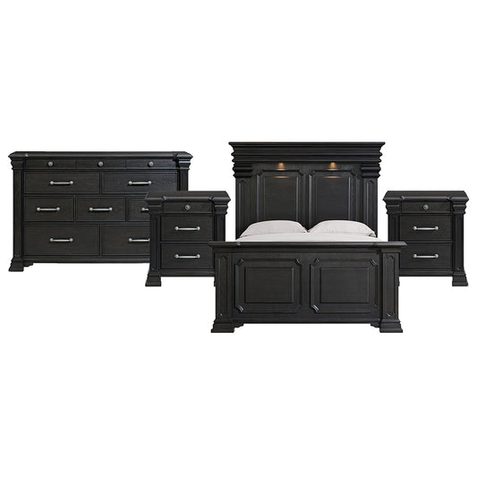 Picket House Furnishings - Paterson Queen 4PC Bedroom Set in Black - B.10318.QB.NSDR view 1