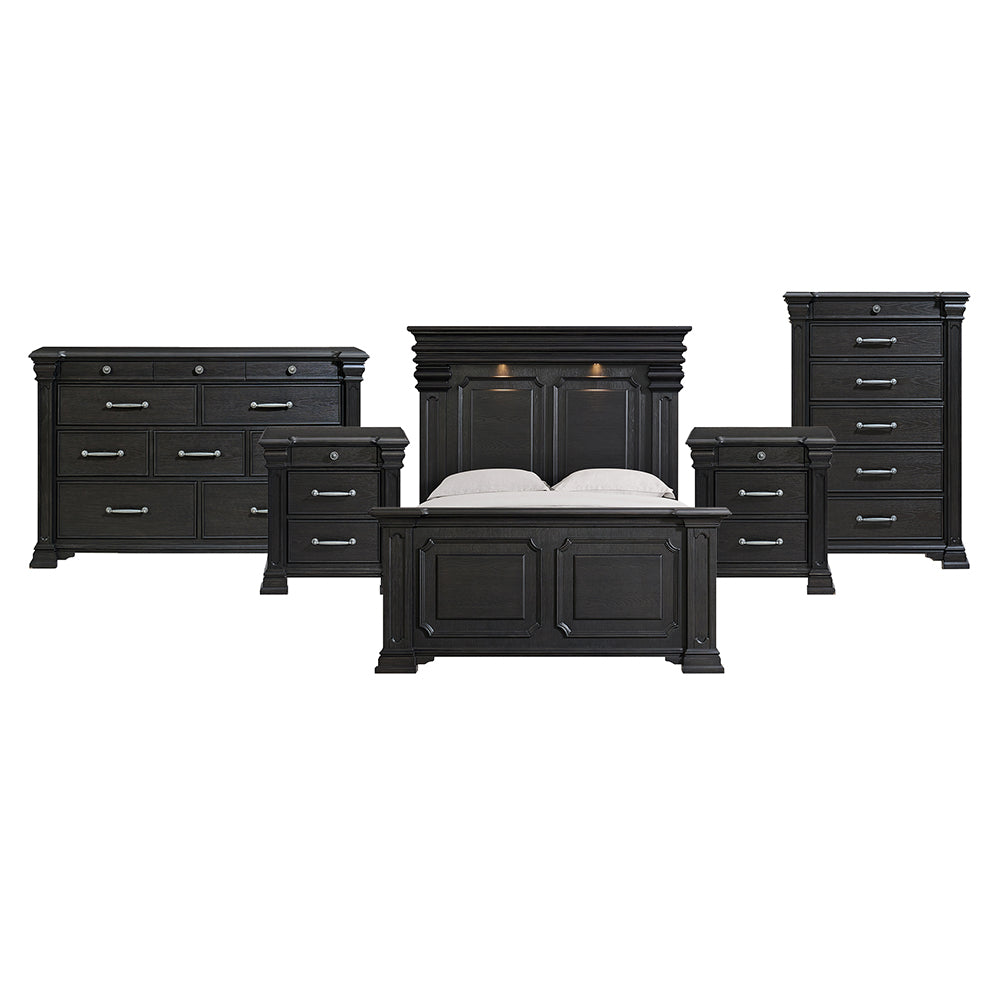 Picket House Furnishings - Paterson Queen 5PC Bedroom Set in Black - B.10318.QB.NSDRC view 1