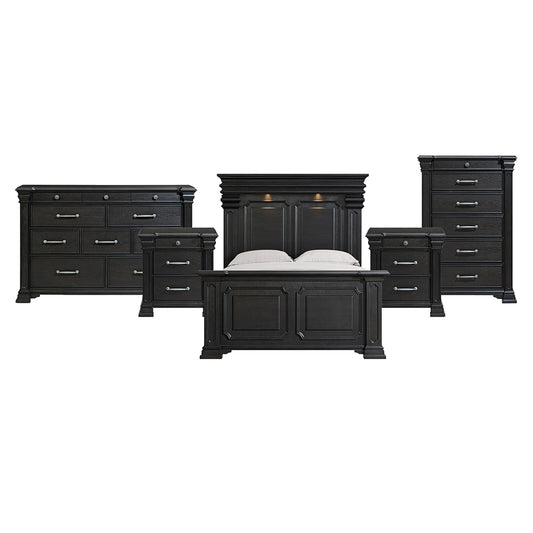 Picket House Furnishings - Paterson Queen 5PC Bedroom Set in Black - B.10318.QB.NSDRC view 1