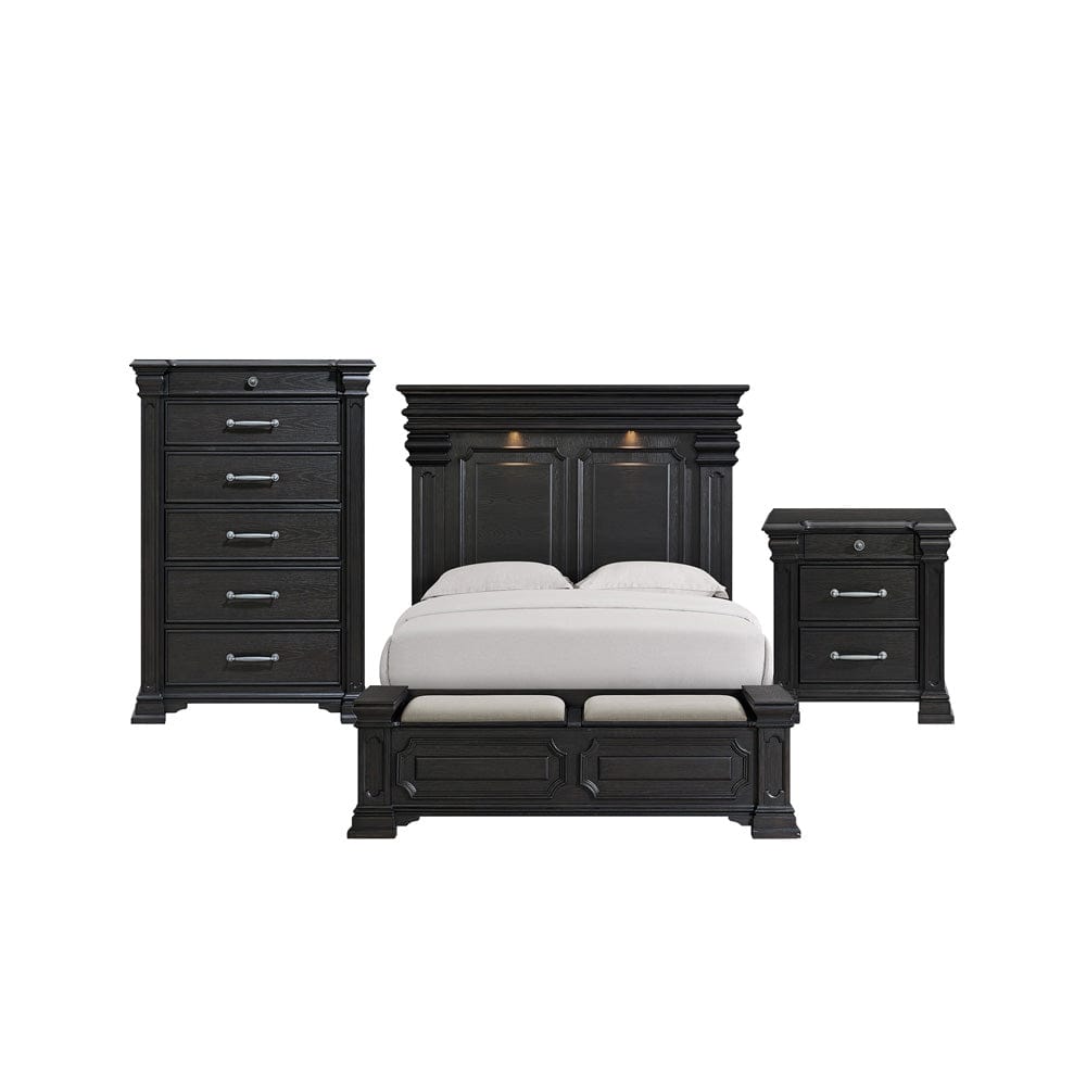 Picket House Furnishings -  Paterson Queen Storage 3PC Bedroom Set in Black - B.10318.QSB.3PC view 1