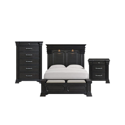 Picket House Furnishings -  Paterson Queen Storage 3PC Bedroom Set in Black - B.10318.QSB.3PC view 1