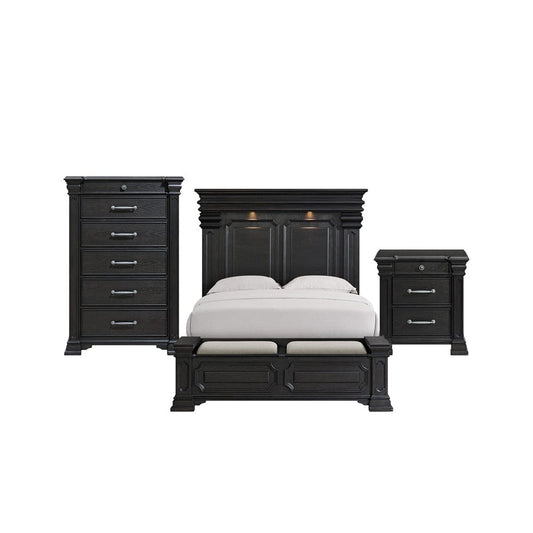 Picket House Furnishings -  Paterson Queen Storage 3PC Bedroom Set in Black - B.10318.QSB.3PC view 1