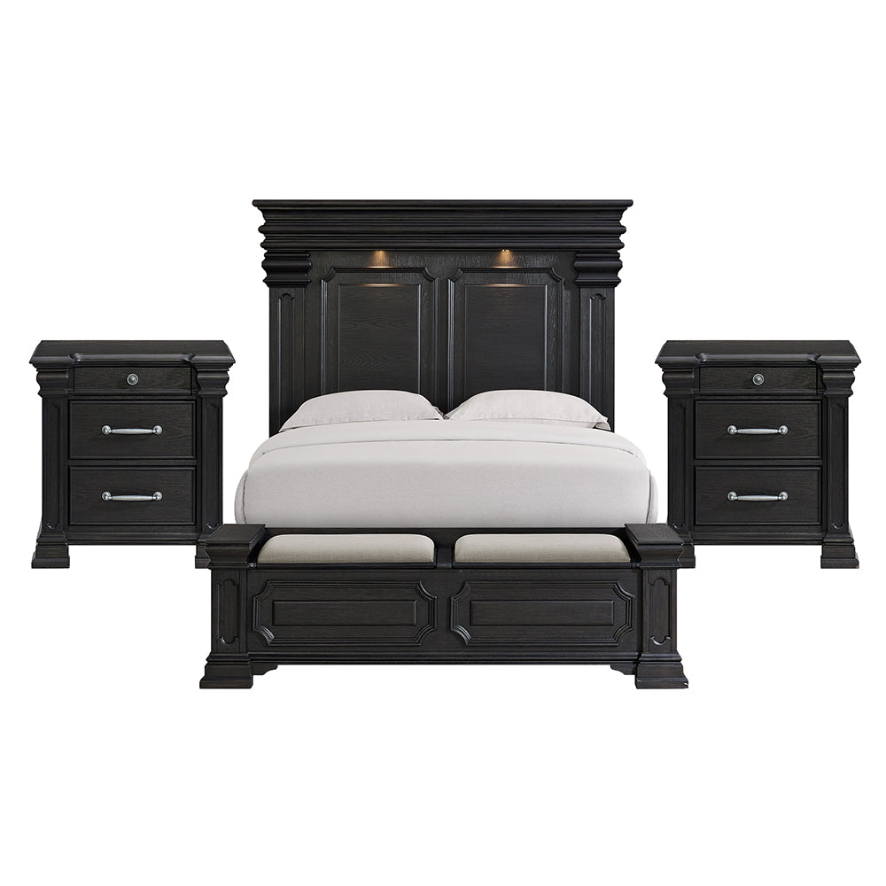 Picket House Furnishings - Paterson Queen Storage 3PC Bedroom Set in Black - B.10318.QSB.NS2 view 1