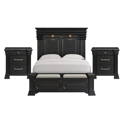 Picket House Furnishings - Paterson Queen Storage 3PC Bedroom Set in Black - B.10318.QSB.NS2 view 1