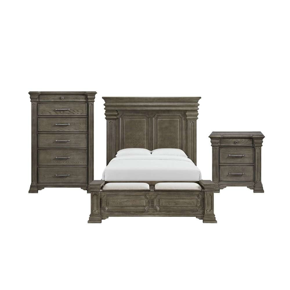 Picket House Furnishings - Paterson Queen Storage 3PC Bedroom Set in Grey - B-10315-QSB-3PC veiw 1