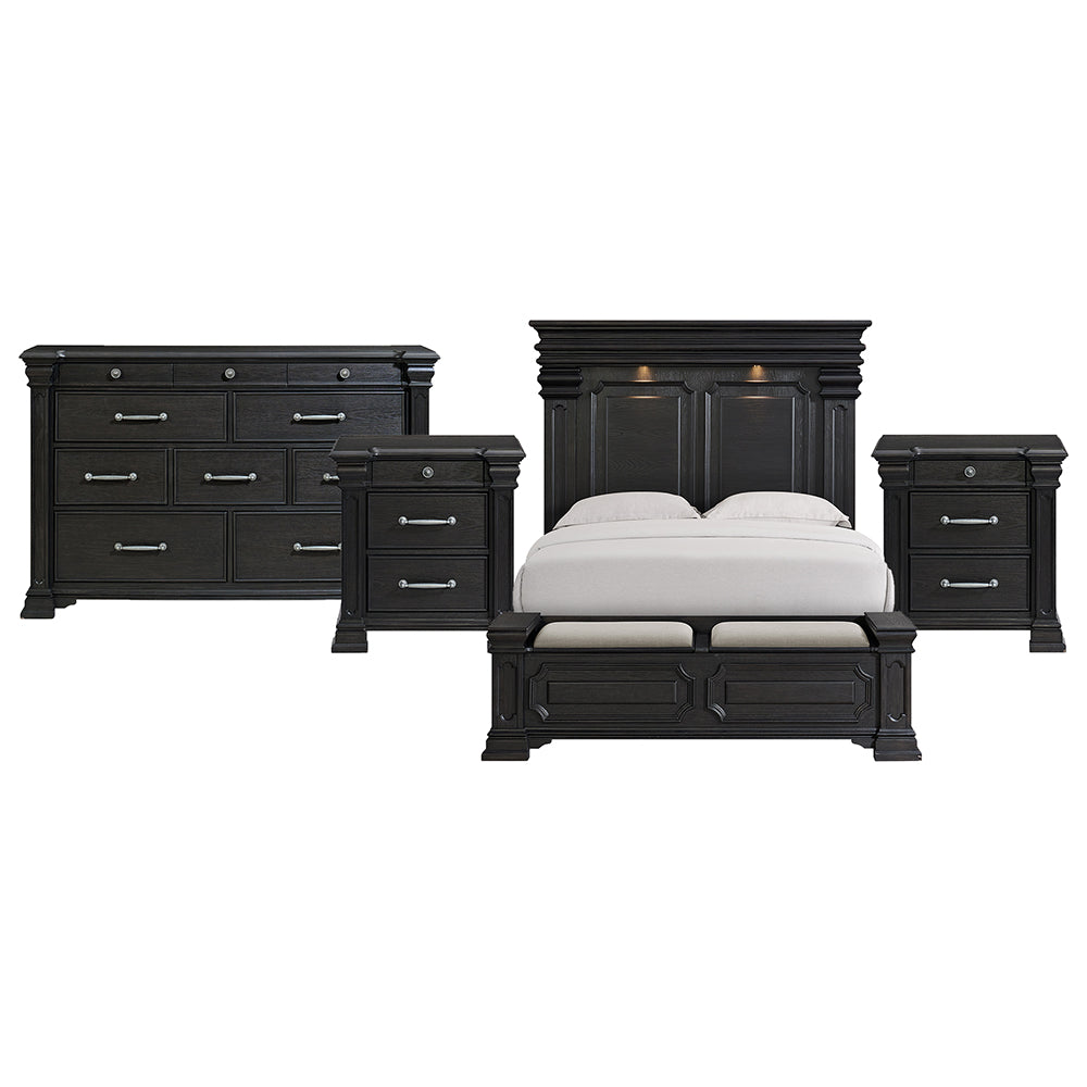 Picket House Furnishings - Paterson Queen Storage 4PC Bedroom Set in Black - B.10318.QSB.NSDR view 1